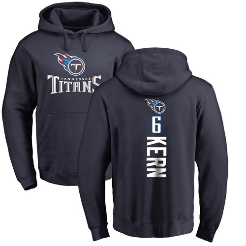Tennessee Titans Men Navy Blue Brett Kern Backer NFL Football #6 Pullover Hoodie Sweatshirts